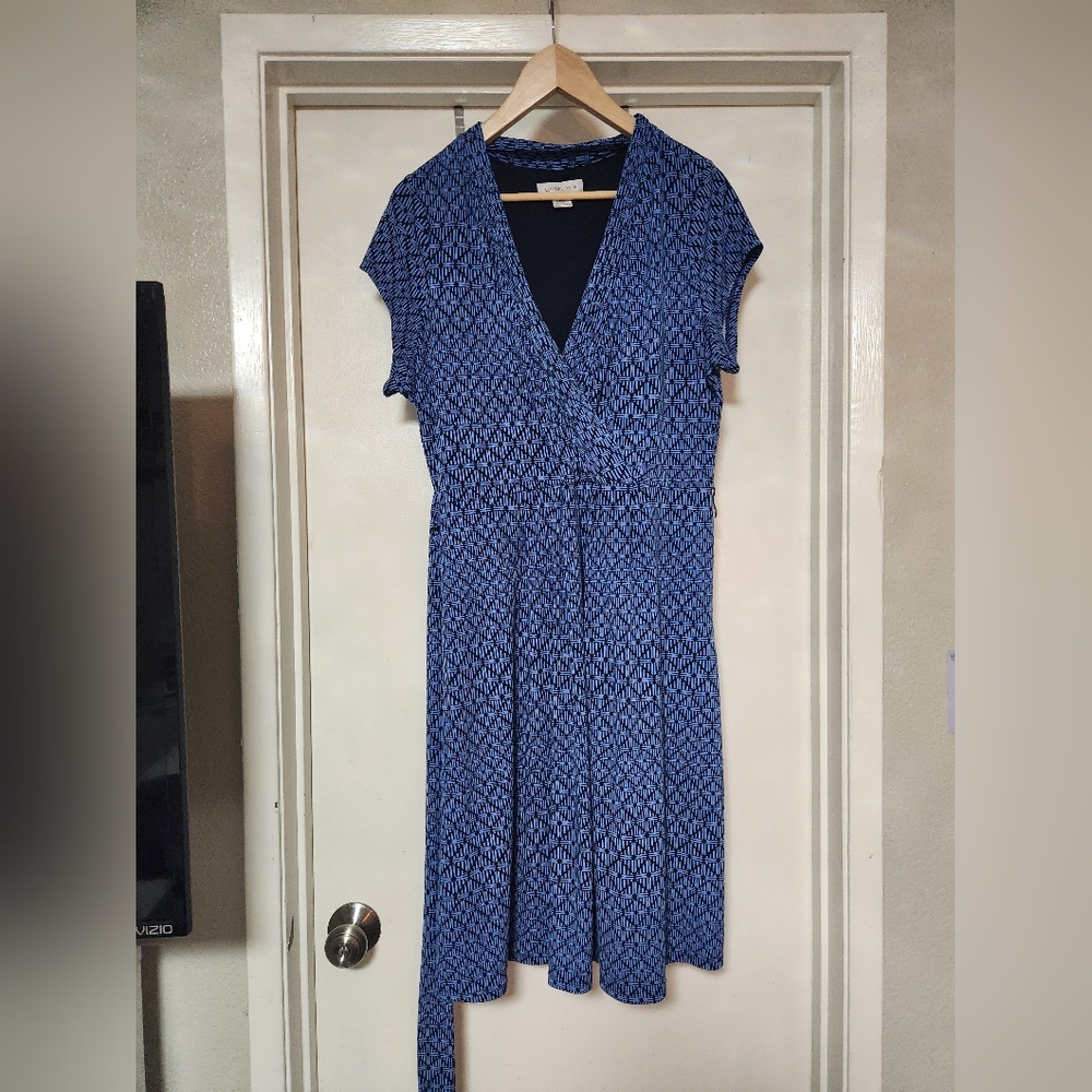 Blue Patterned Women's Wrap Dress